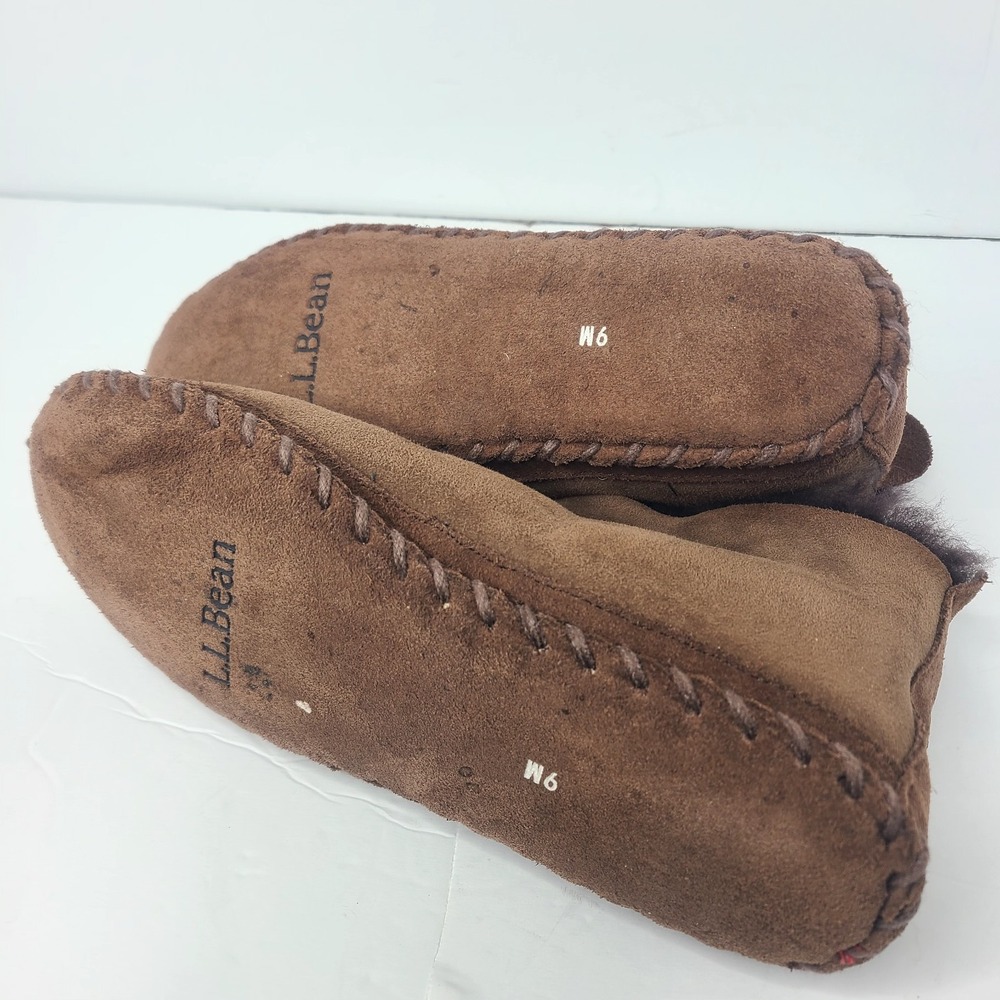 L.L. Bean Shoes Womens Size 9 Wicked Good Dark Brown Suede Slippers Lined - Picture 8 of 9